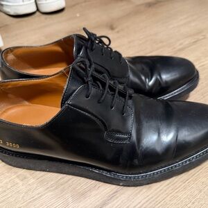 Common Projects Black Leather Derby Shoes